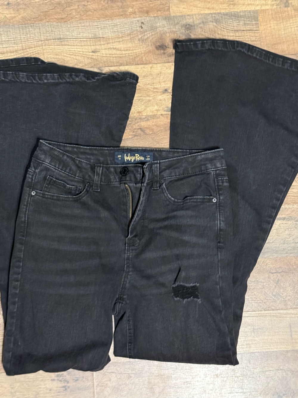 Indigo Rein Black Flare Wide-Leg Jeans